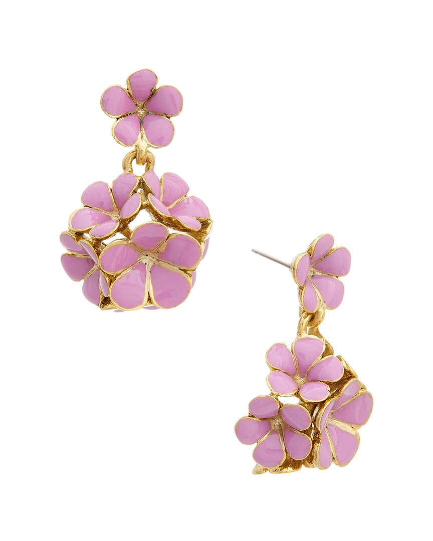 Oscar De La Renta Enamel Floral Earrings In Pink