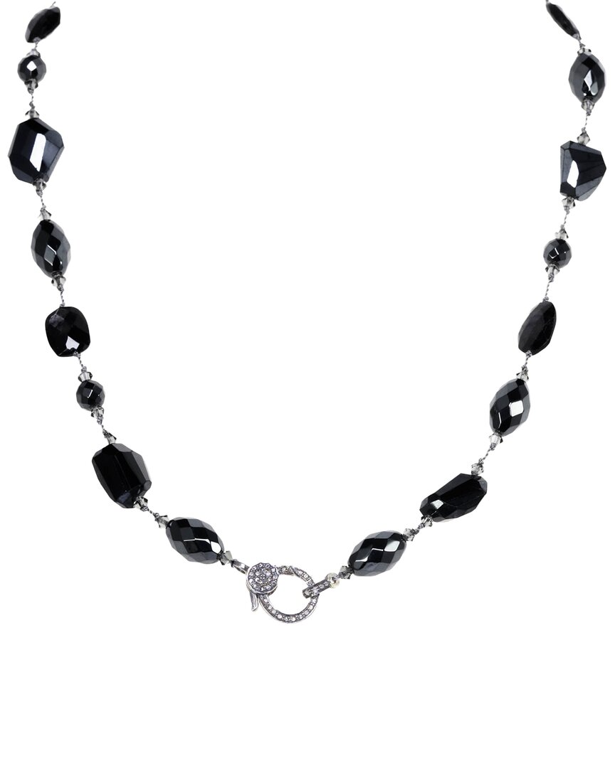 Margo Morrison 0.57 Ct. Tw. Diamond & Bl Spinel, Hyperstine, Hematite Necklace