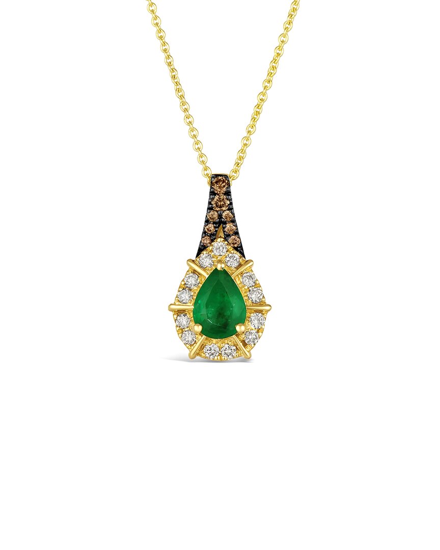 Le Vian ® Costa Smeralda Emeralds™ 14k 0.68 Ct. Tw. Diamond & New Emerald Pendant In Gold