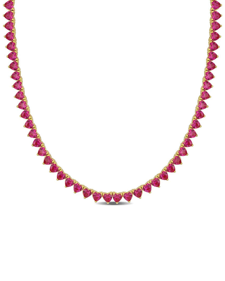 Rina Limor Silver 31.20 Ct. Tw. Lab-grown Ruby Necklace