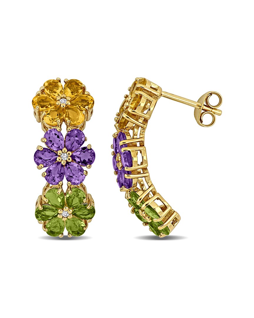 Rina Limor Silver 5.36 Ct. Tw. Amethyst & Citrine & Peridot & Topaz Earrings