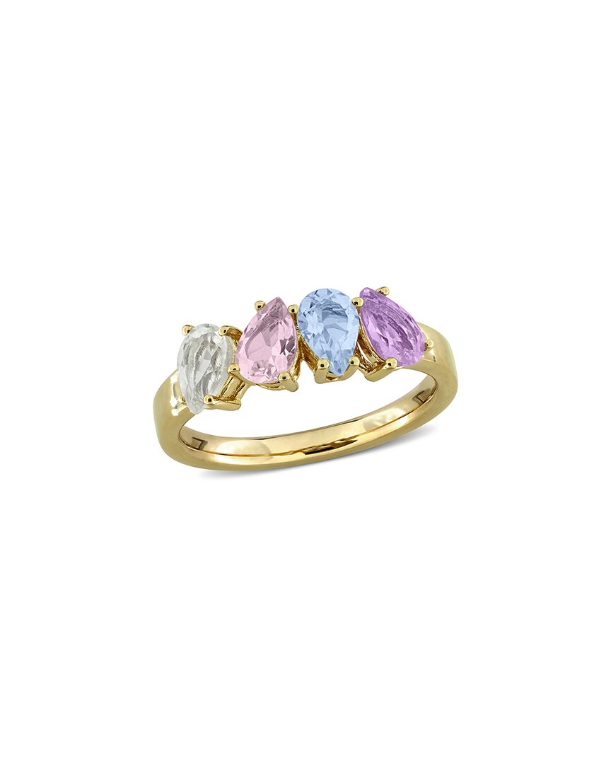 Rina Limor Silver 1.57 Ct. Tw. Rose De France & Sky Blue Topaz & Morganite & Green Quartz Ring
