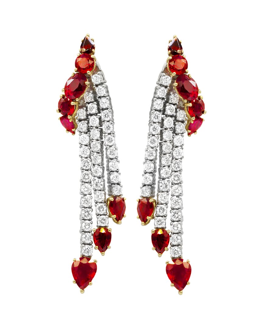 Diana M. Fine Jewelry 18k 22.40 Ct. Tw. Diamond & Ruby Earrings