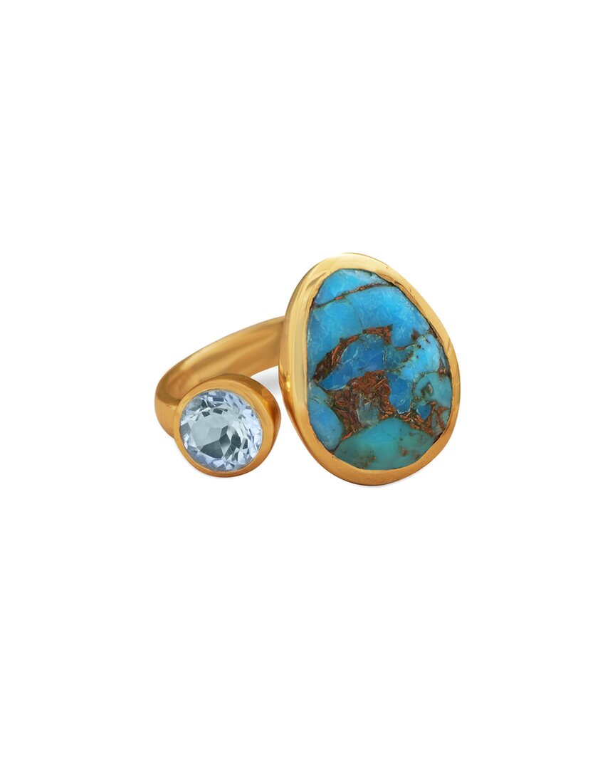 Liv Oliver 18k 4.10 Ct. Tw. Turquoise & Blue Topaz Ring In No Color