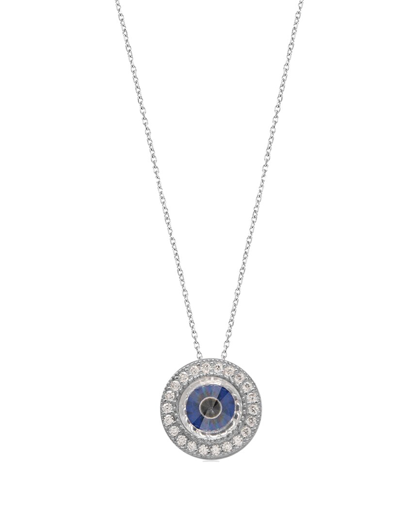 Gabi Rielle Love In Bloom Silver Cz Evil Eye Pendant Necklace