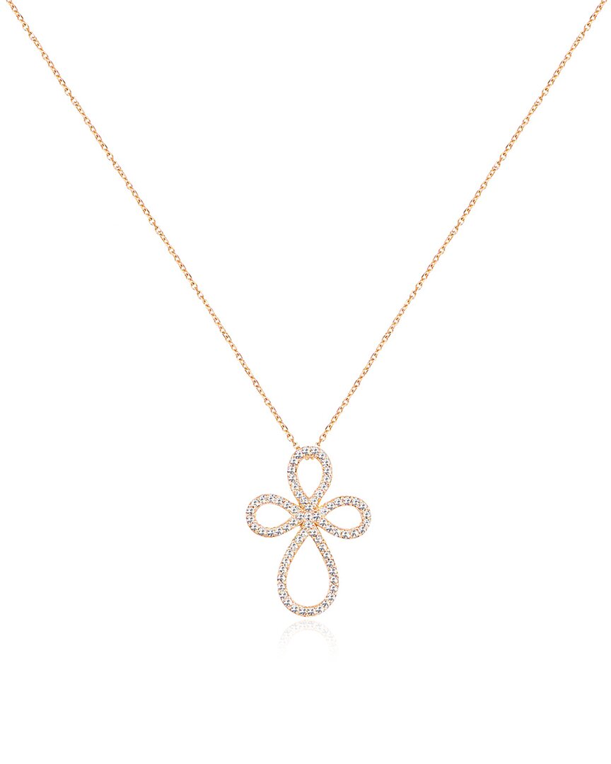 Gabi Rielle Love In Bloom 14k Over Silver Cz Twist Cross Pendant Necklace