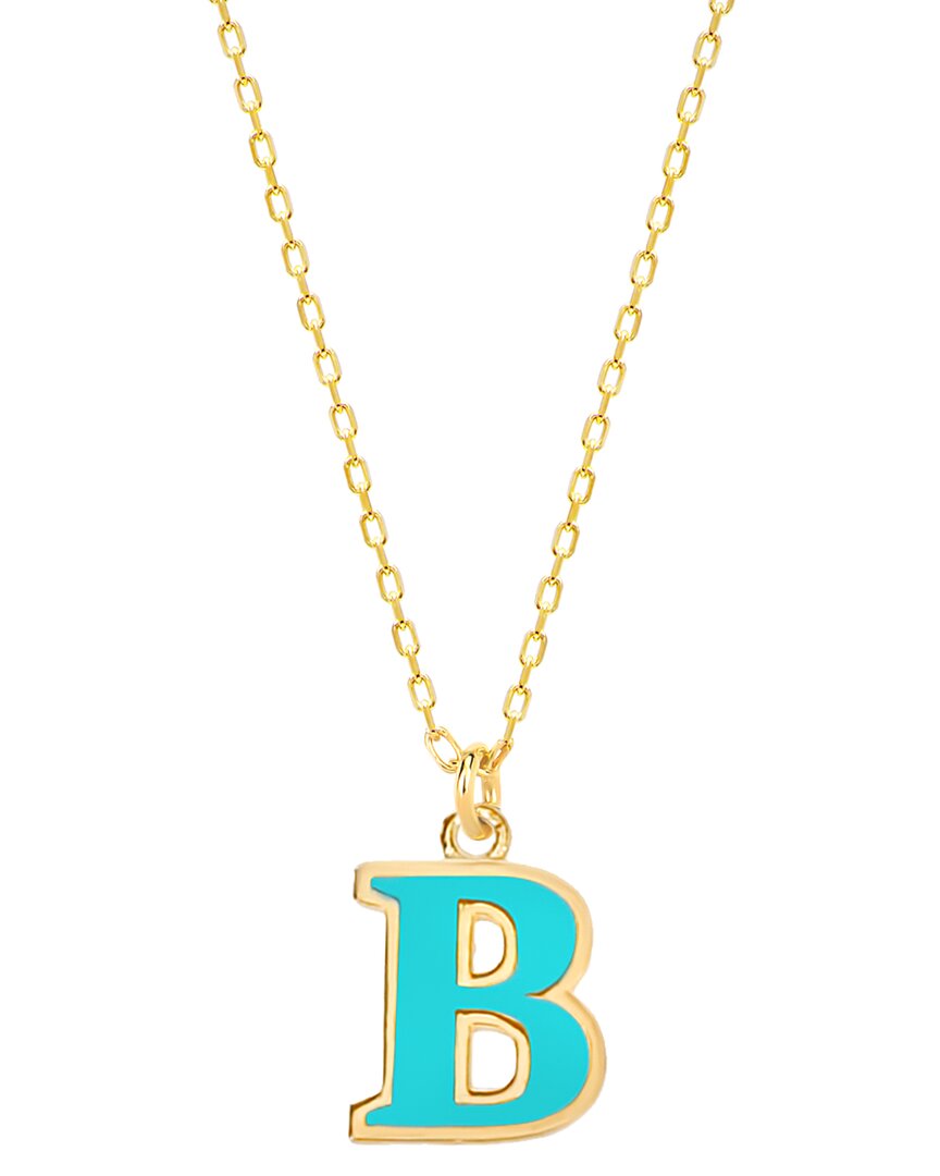 Gabi Rielle Vacay Dreamy Collection 14k Gold Plated Sterling Silver Turquoise French Enamel Initial Necklace