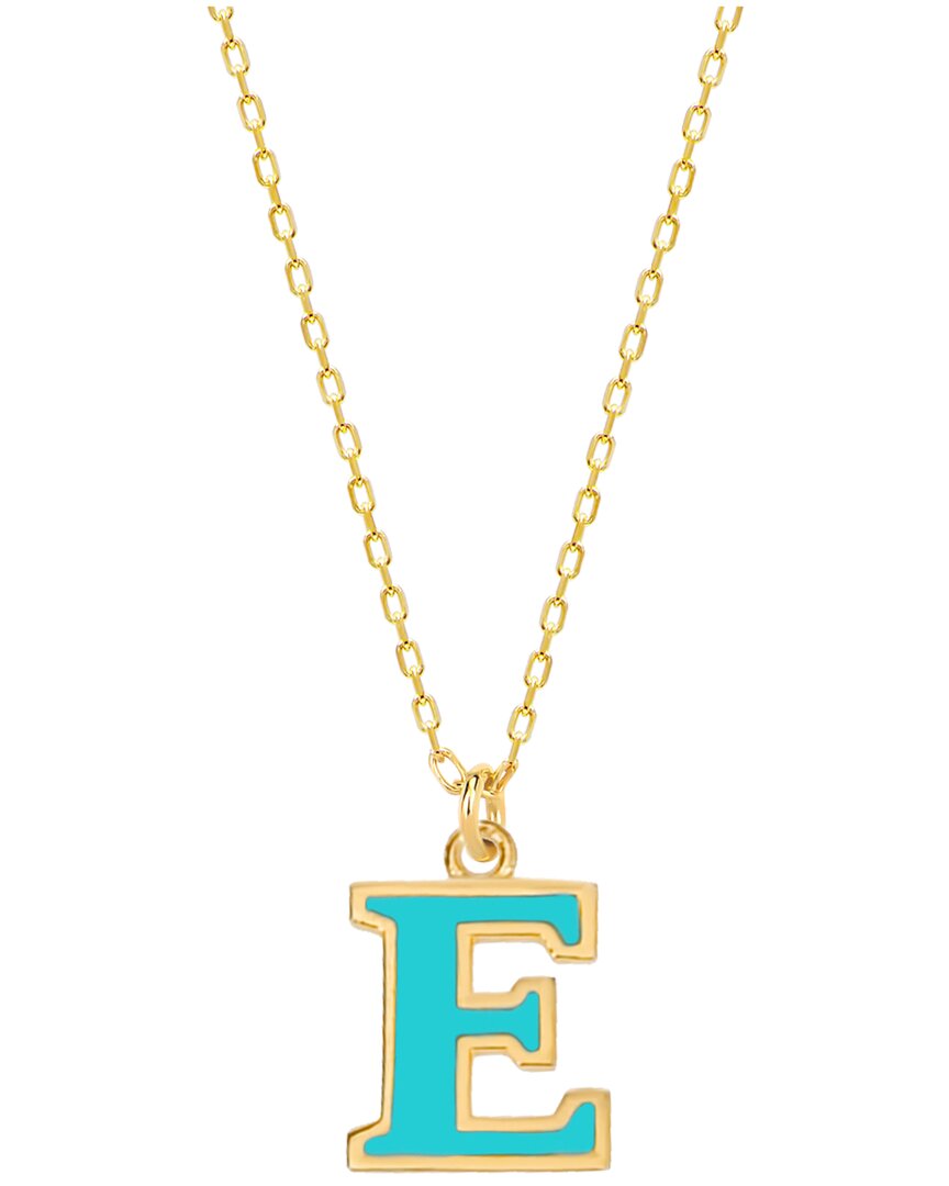 Gabi Rielle Vacay Dreamy Collection 14k Gold Plated Sterling Silver Turquoise French Enamel Initial Necklace