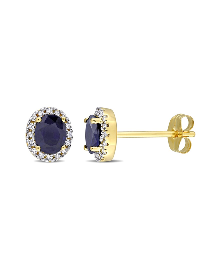 Rina Limor 14k 0.90 Ct. Tw. Diamond & Blue Sapphire Earrings