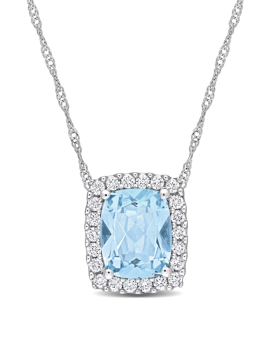 Rina Limor 14k 2.49 Ct. Tw. Diamond & Topaz Rectangle Halo Pendant