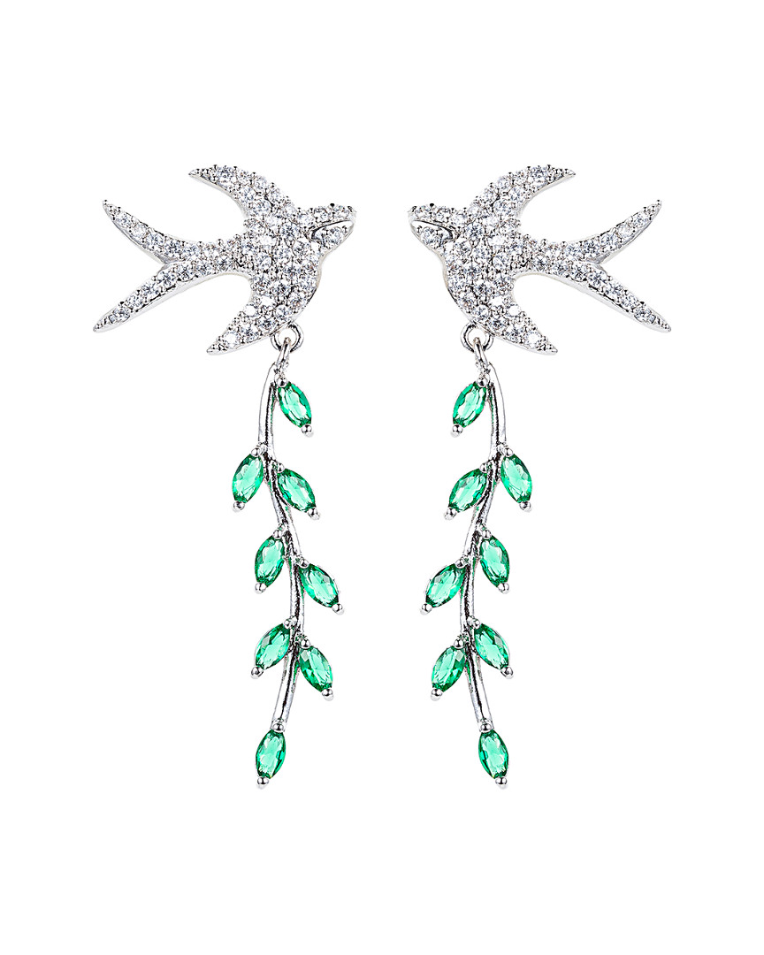 Eye Candy La Cz White Bird Drop Earrings