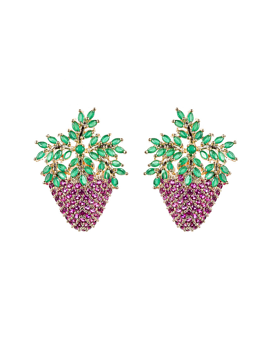 Eye Candy La Cz Pink Strawberry Earrings