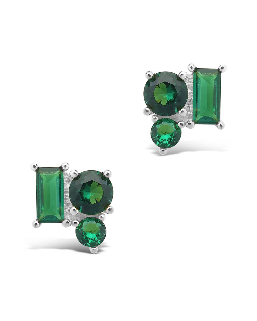 Sterling Forever Silver Cz Cluster Studs