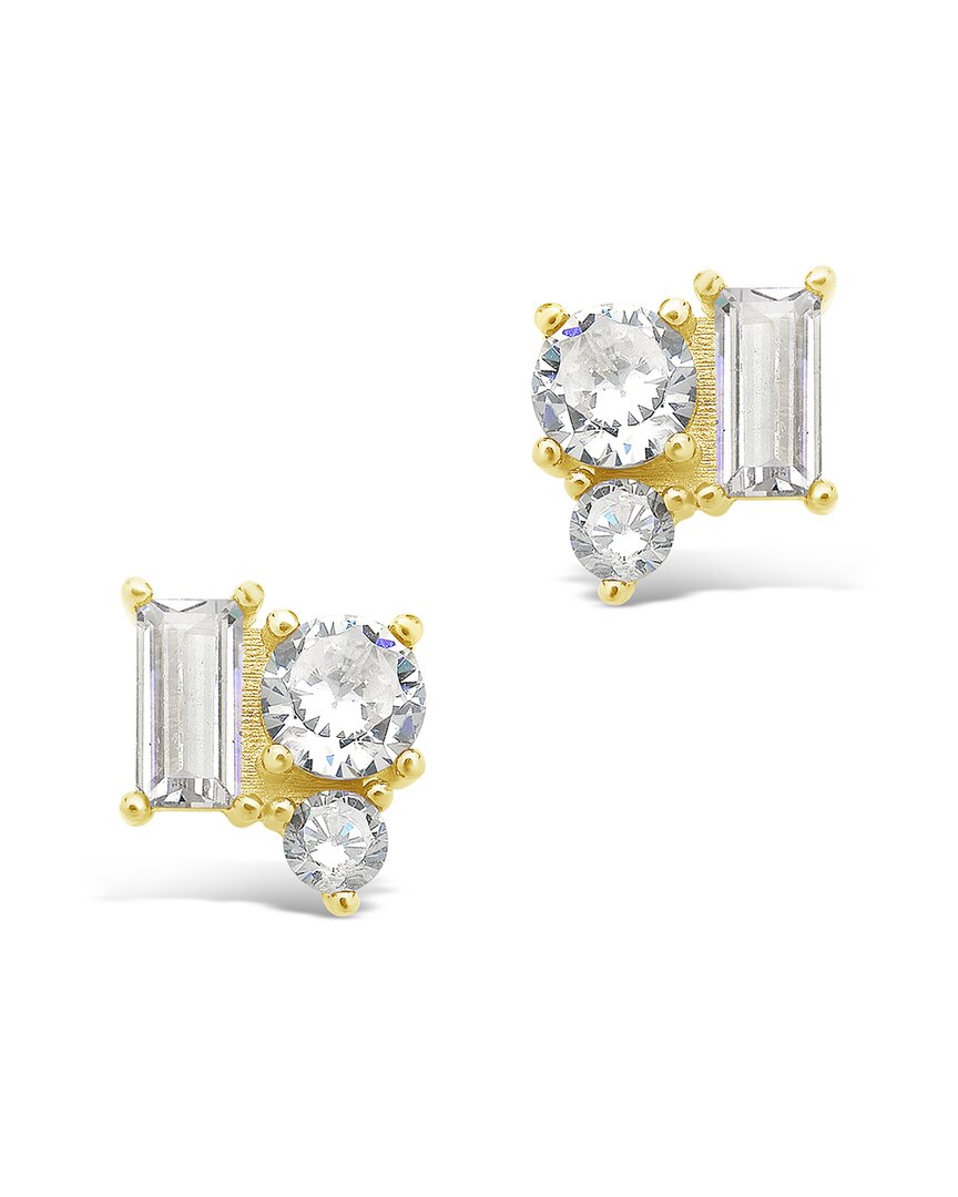 Sterling Forever 14k Over Silver Cz Cluster Studs