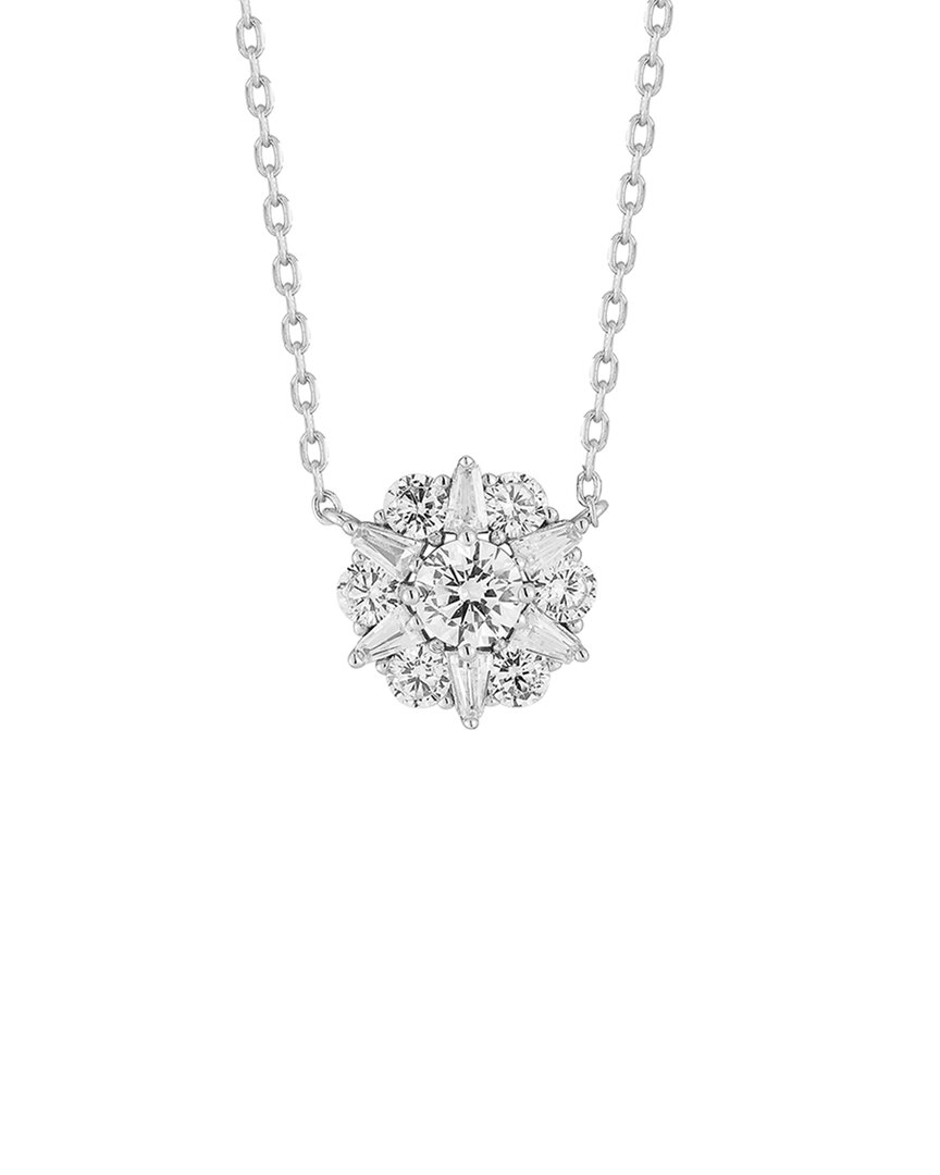 Glaze Jewelry Silver CZ Cluster Flower Necklace