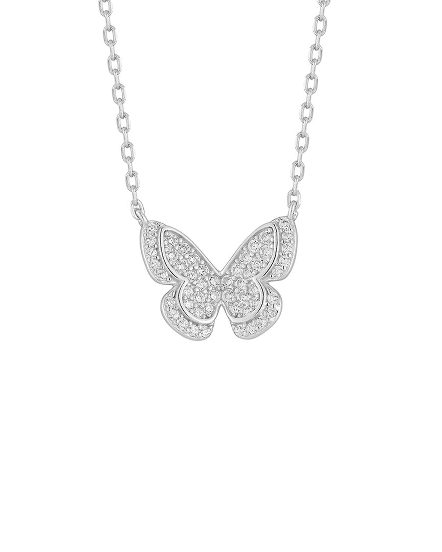 Glaze Jewelry Silver CZ Pave Butterfly Necklace
