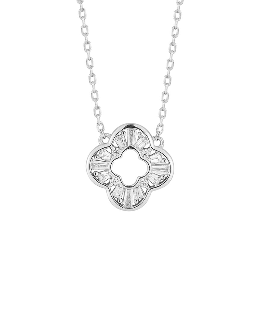 Glaze Jewelry Silver CZ Open Clover Necklace