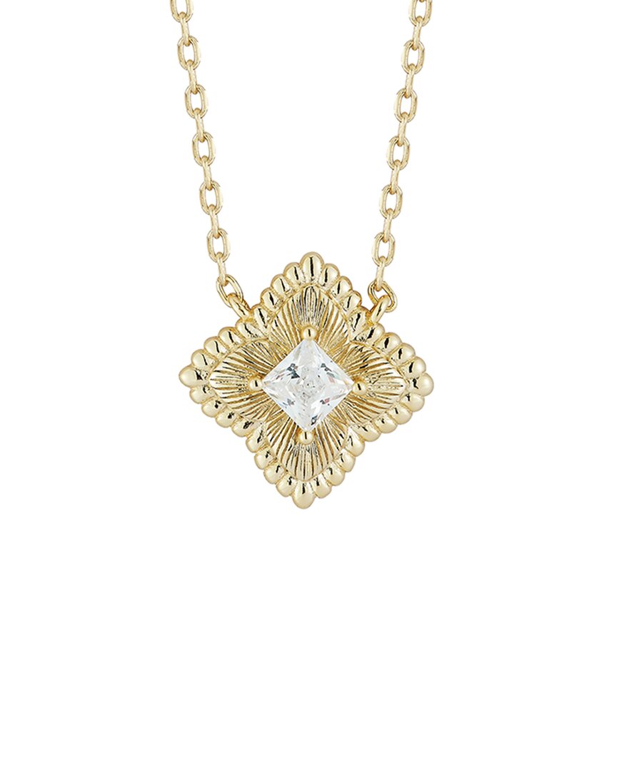 Glaze Jewelry 14K Plated Silver CZ Clover Necklace