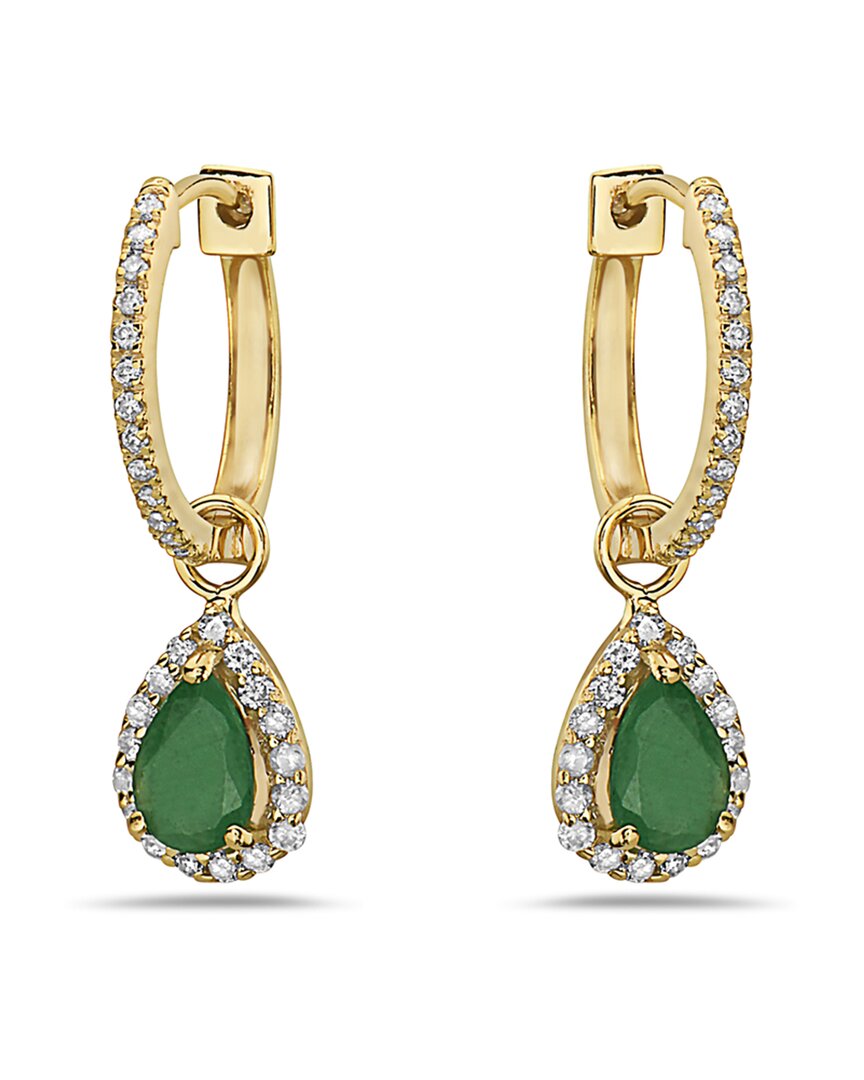Forever Creations Usa Inc. Signature Collection 14k 1.06 Ct. Tw. Diamond & Emerald Mini Huggie Hoops