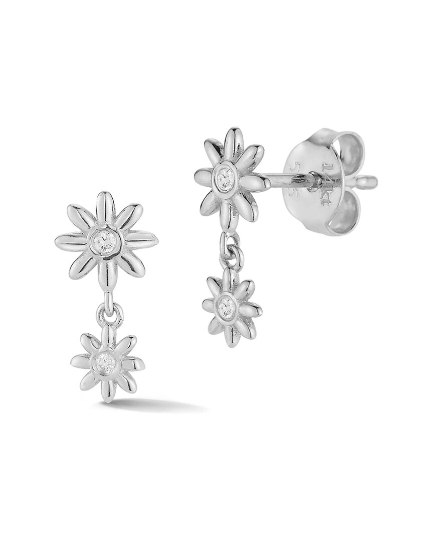 Ember Fine Jewelry 14k 0.02 Ct. Tw. Diamond Flower Earrings In White