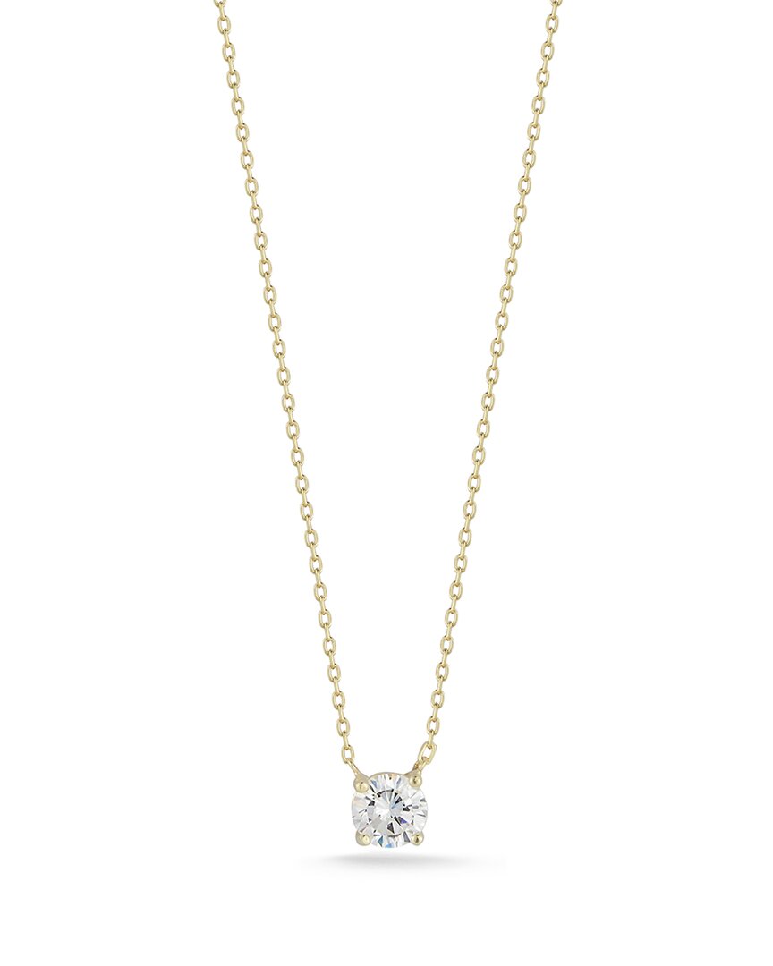 Chloe & Madison Chloe And Madison 14k Over Silver Cz Solitaire Necklace