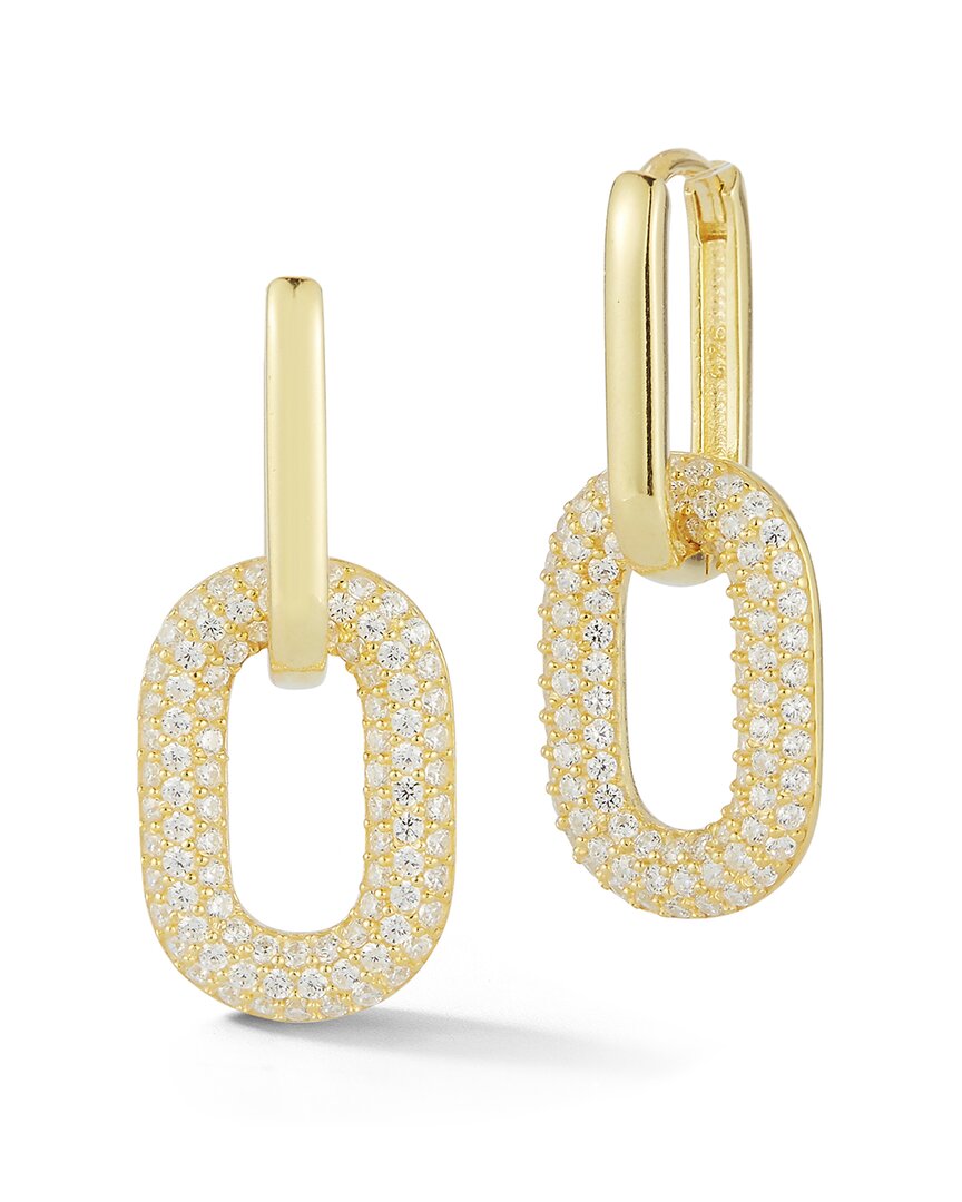 Shop Chloe & Madison Chloe And Madison 14k Over Silver Cz Link Earrings