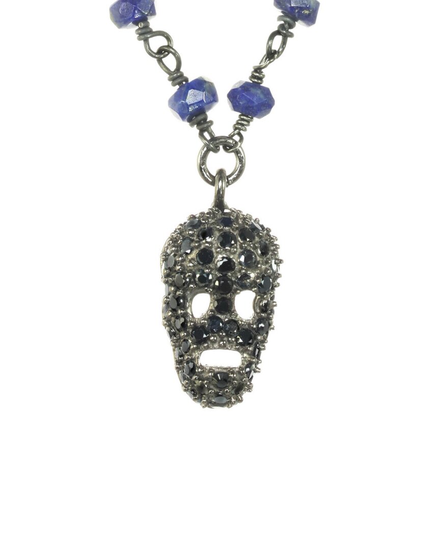 Rachel Reinhardt Silver Gemstone Skull Pendant Necklace