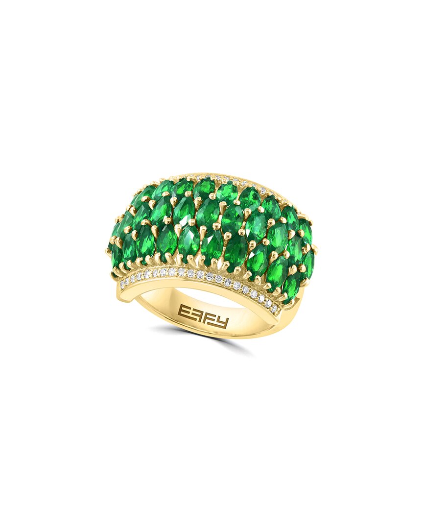 Effy Fine Jewelry 14k 3.99 Ct. Tw. Diamond & Natural Emerald Cz Ring
