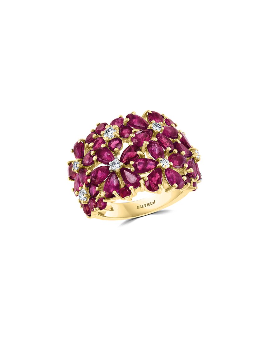 Effy Fine Jewelry 14k 8.75 Ct. Tw. Diamond & Natural Ruby Cz Ring