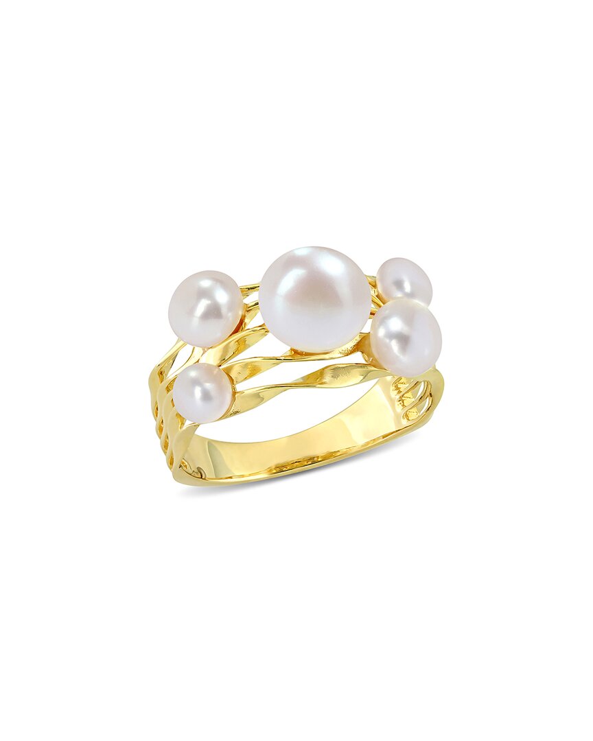 Rina Limor Gold Over Silver 4-7.5mm Pearl Coil Ring
