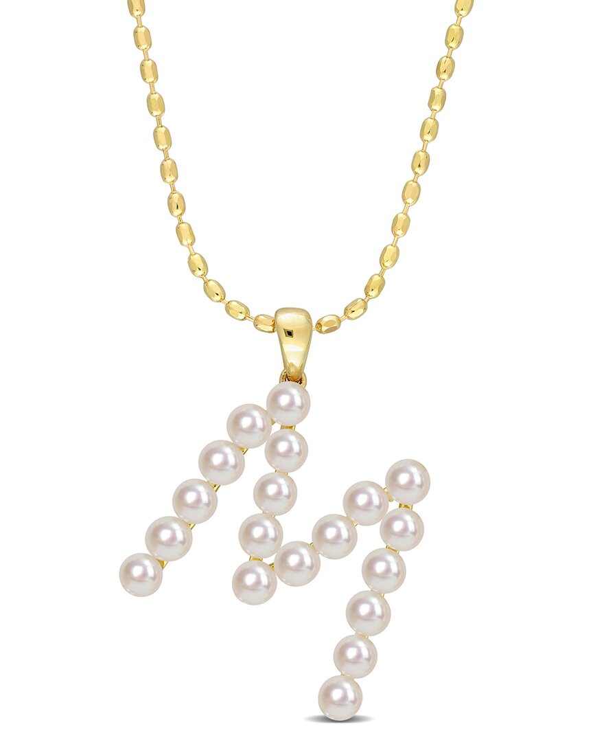 Rina Limor Gold Over Silver 3.5-4mm Pearl Initial Pendant (a-z)