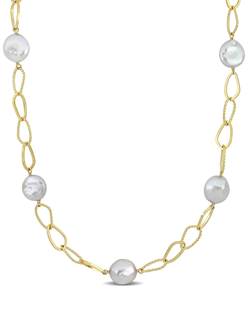 Rina Limor 18k Over Silver 14-15mm Pearl Coin Necklace