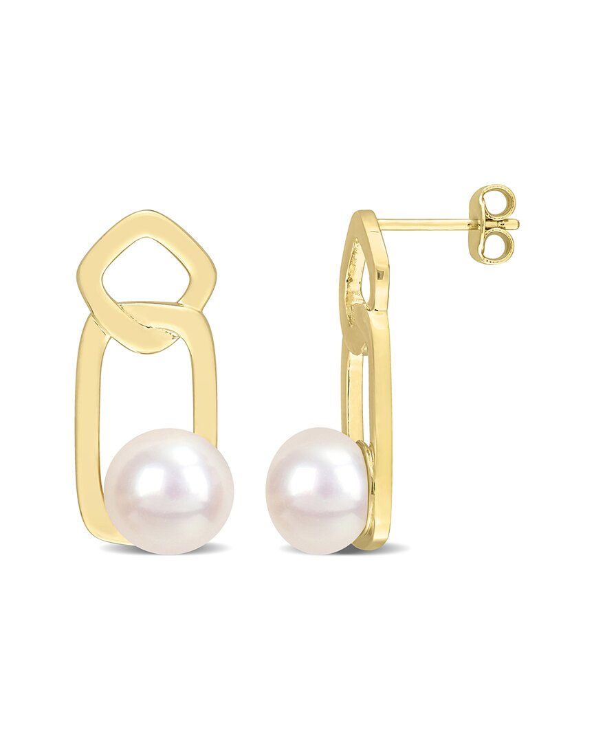 Rina Limor Gold Over Silver 8.5-9mm Pearl Earrings