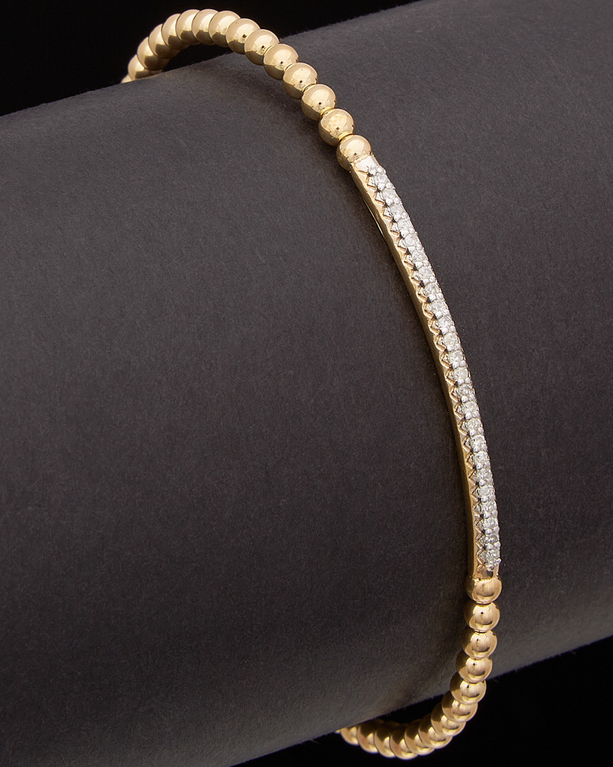 Meshmerise 18k Over Silver Vermeil 0.12 Ct. Tw. Diamond Ball Cuff