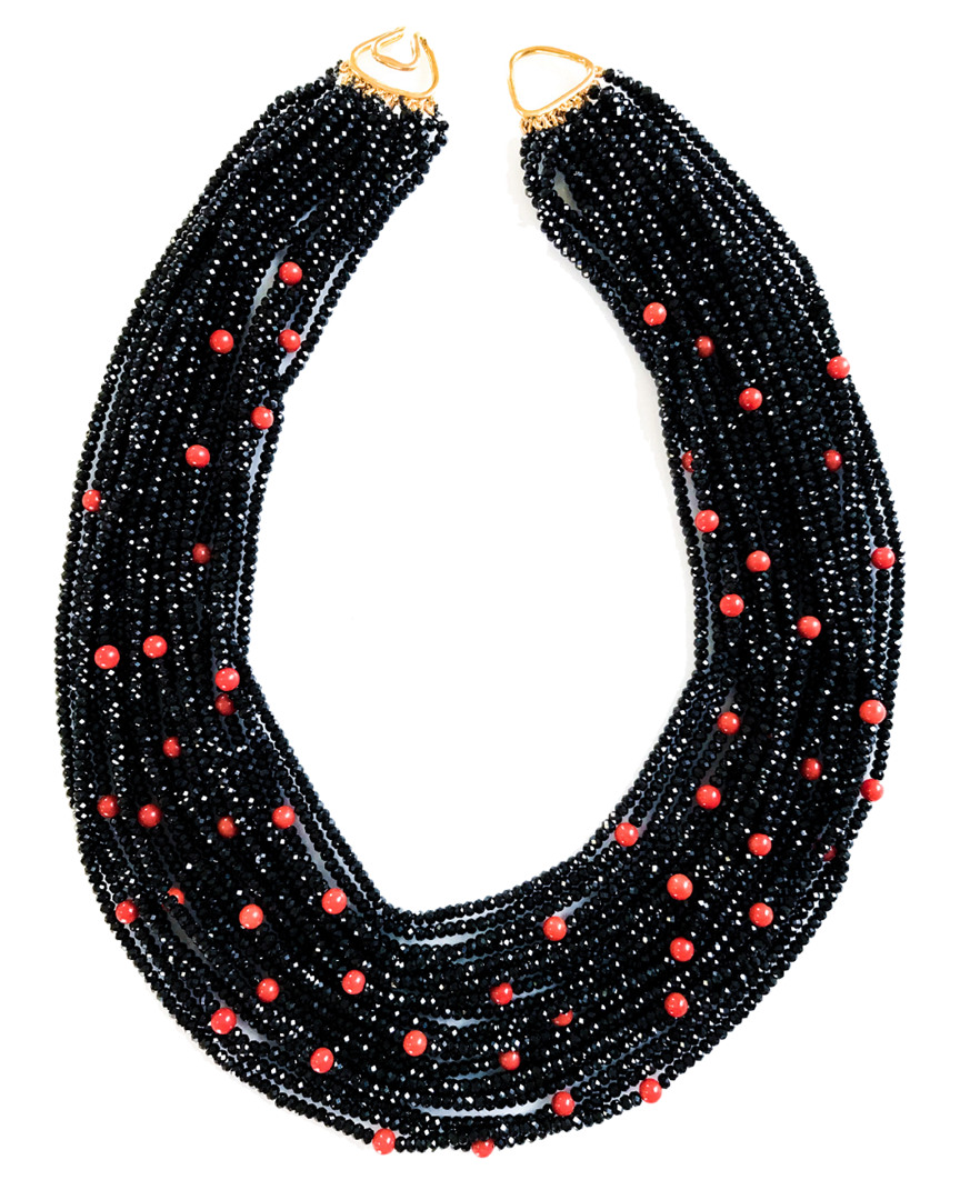 Arthur Marder Fine Jewelry 14k Black Spinel & Coral Layered Necklace