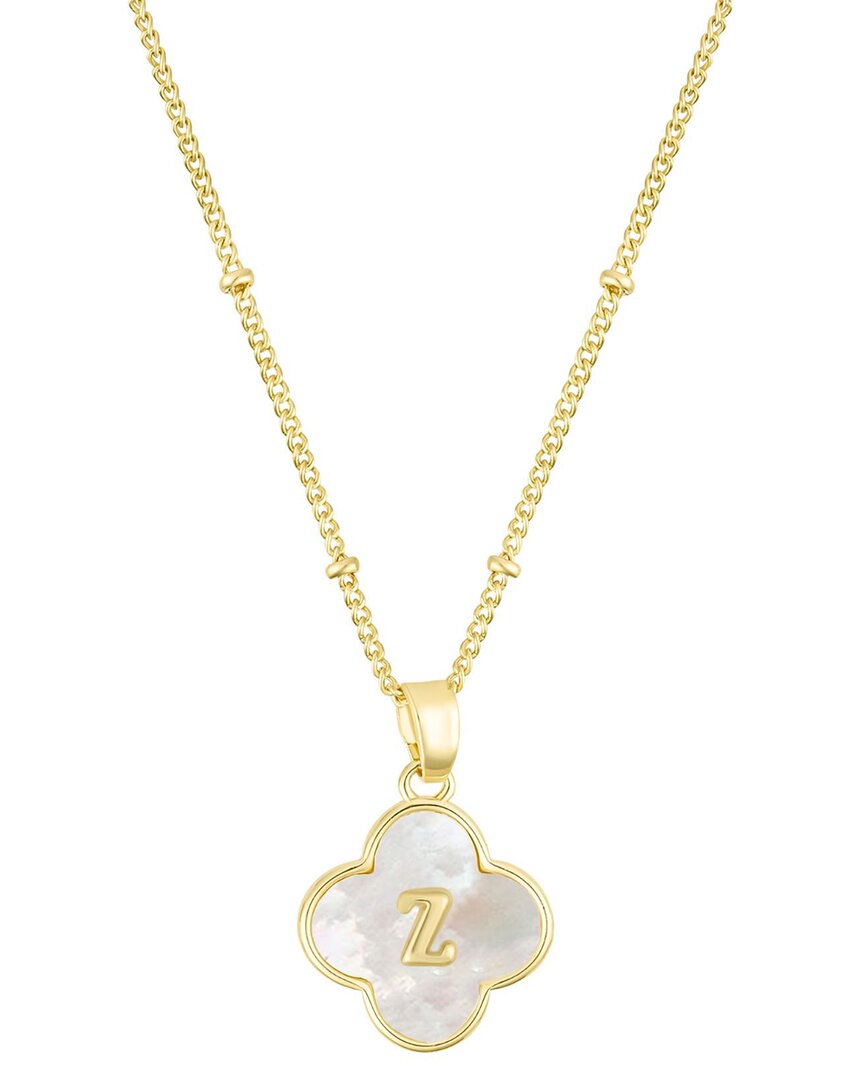 Adornia 14k Gold Plated Mother-of-pearl Initial Clover Necklace