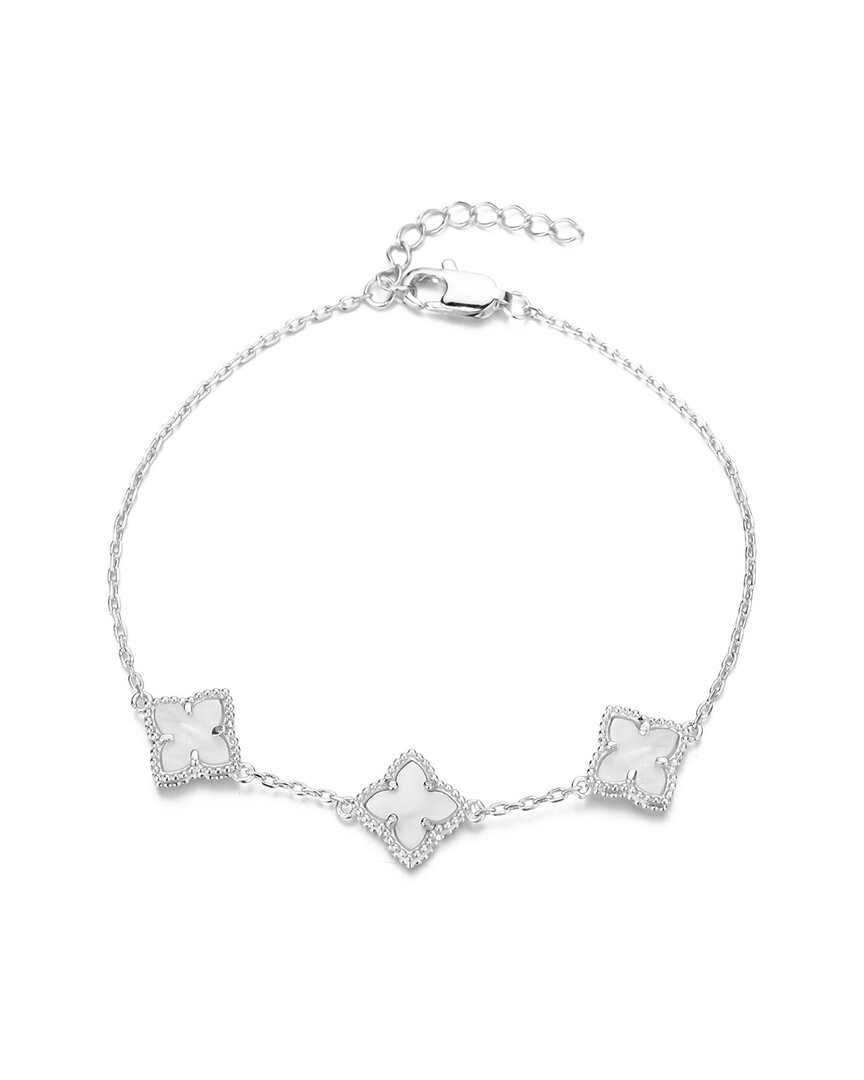 Adornia Silver Plated White Mother Of Pearl Flower Bracelet