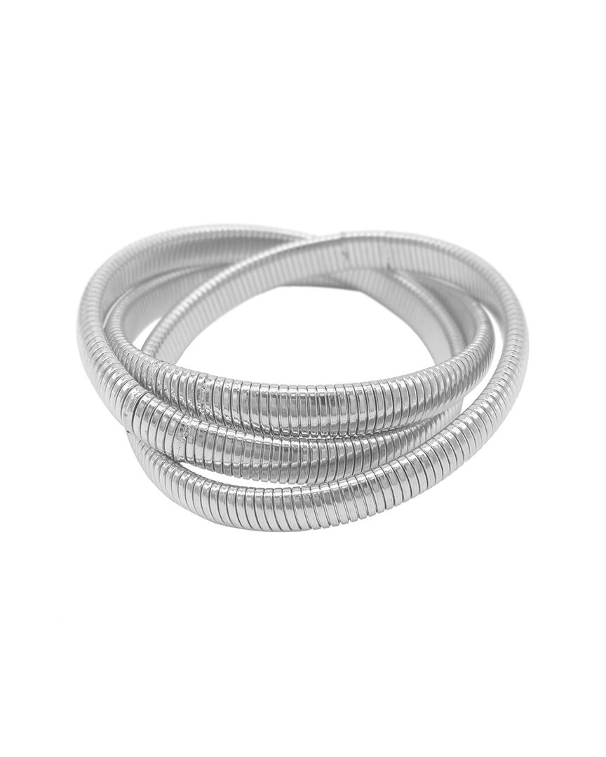 Adornia Sterling Silver Plated 2-layer Omega Chain Bacelet