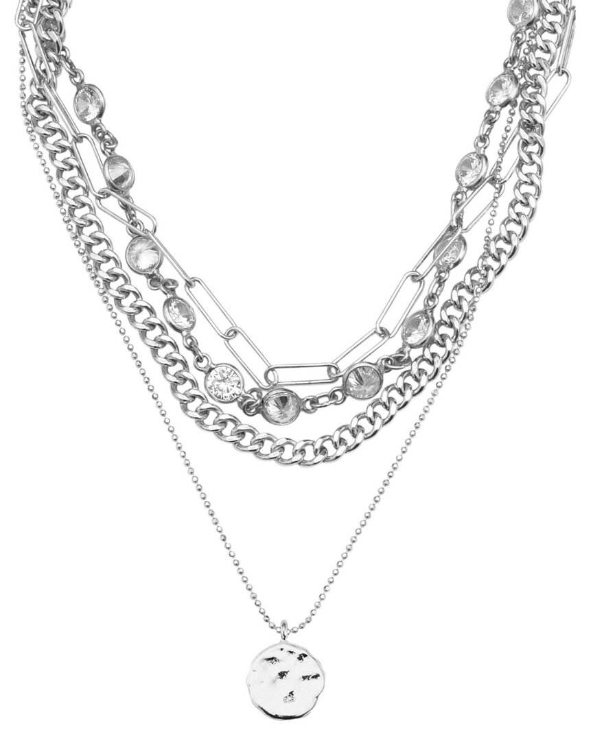 Adornia 14k Yellow Gold Plated Layered Pebbled Charm Necklace