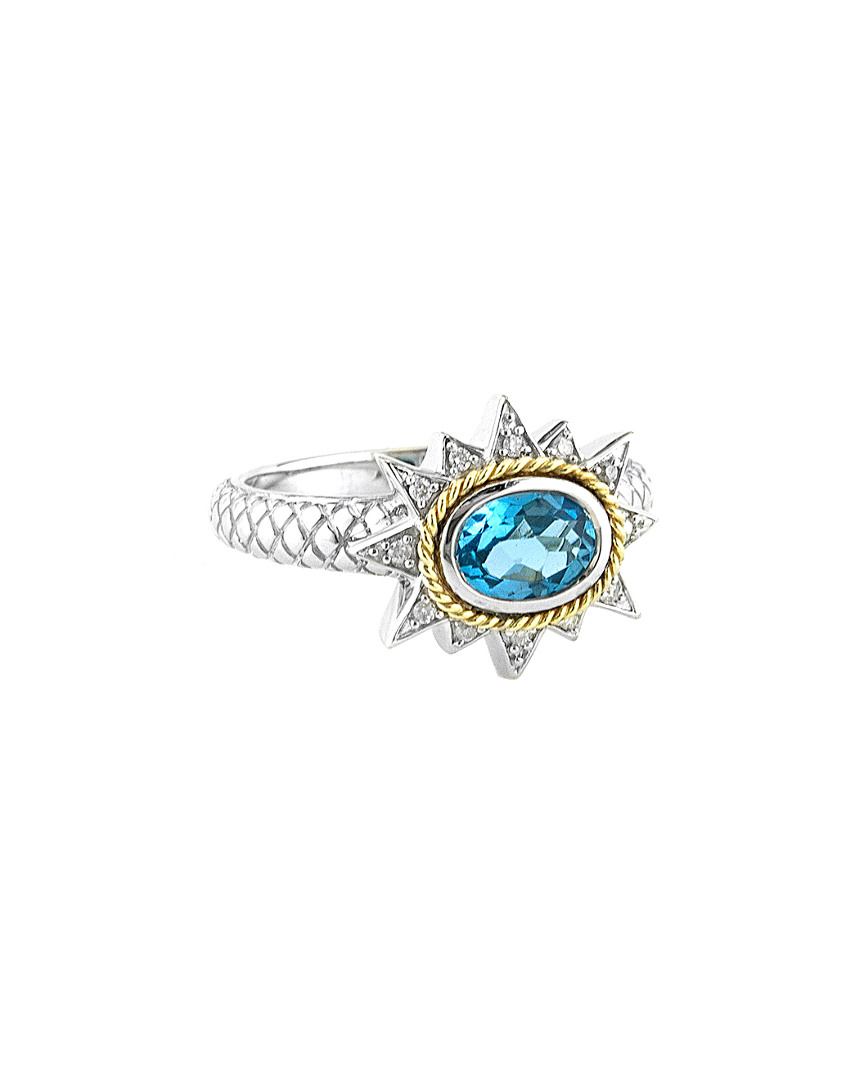 Andrea Candela Lazo 18k & Silver 0.98 Ct. Tw. Diamond & Blue Topaz Ring