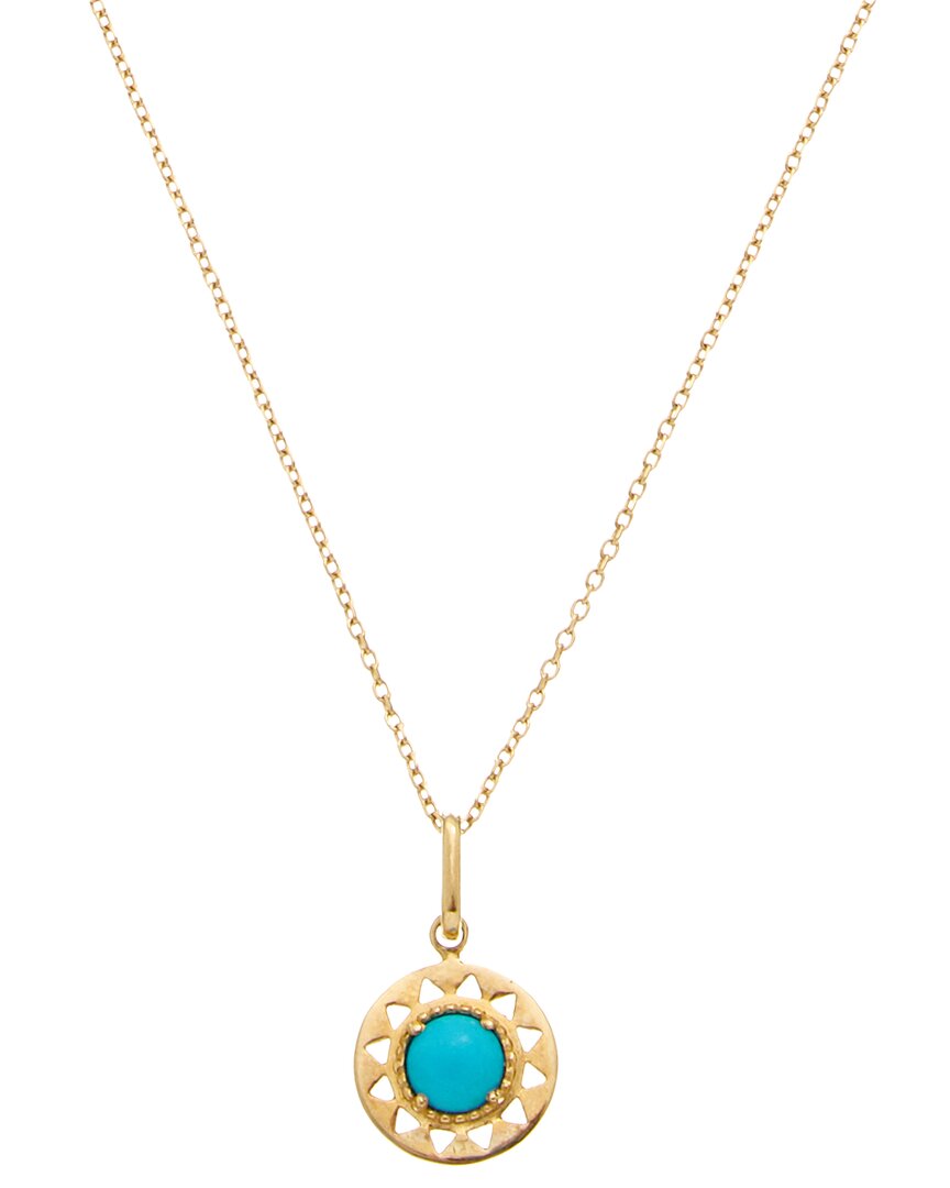 Anzie 14k Turquoise Aztec Pendant Necklace