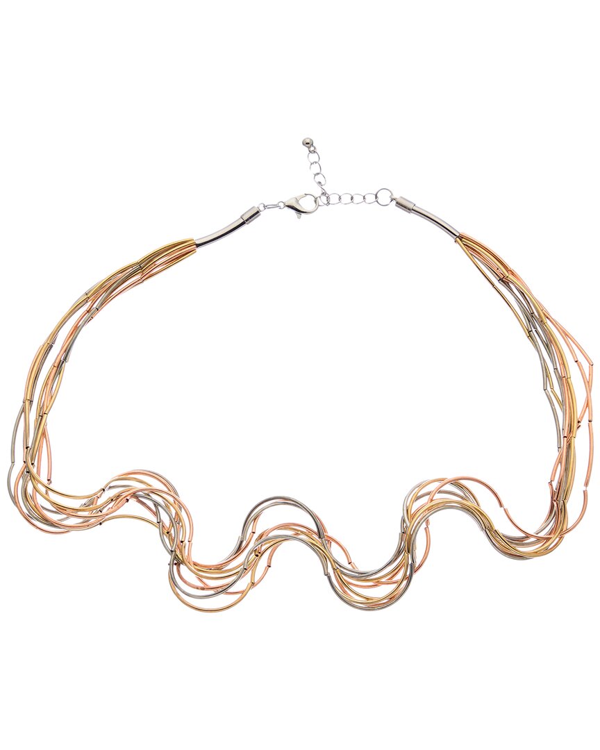 Juvell 18k Two-tone Plated Diamond Flexible Spaghetti Necklace
