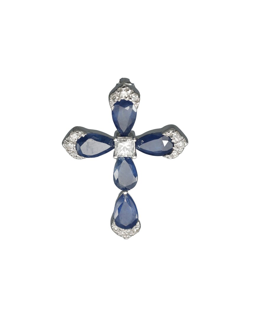 Diana M. Fine Jewelry 10k 1.62 Ct. Tw. Diamond & Sapphire Necklace