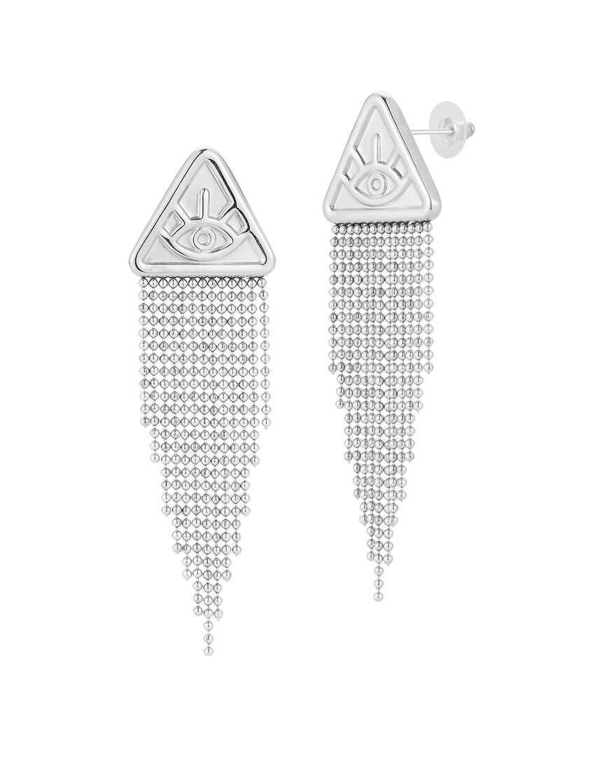 Sphera Milano Plated Evil Eye Fringe Earrings