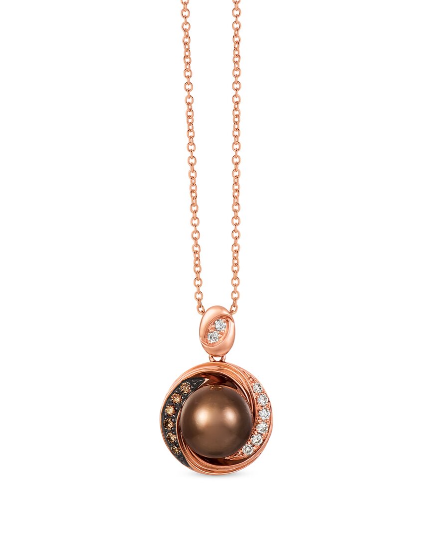 Le Vian Creme Brulee 14k Strawberry Gold 0.16 Ct. Tw. Diamond Pearl Pendant Necklace