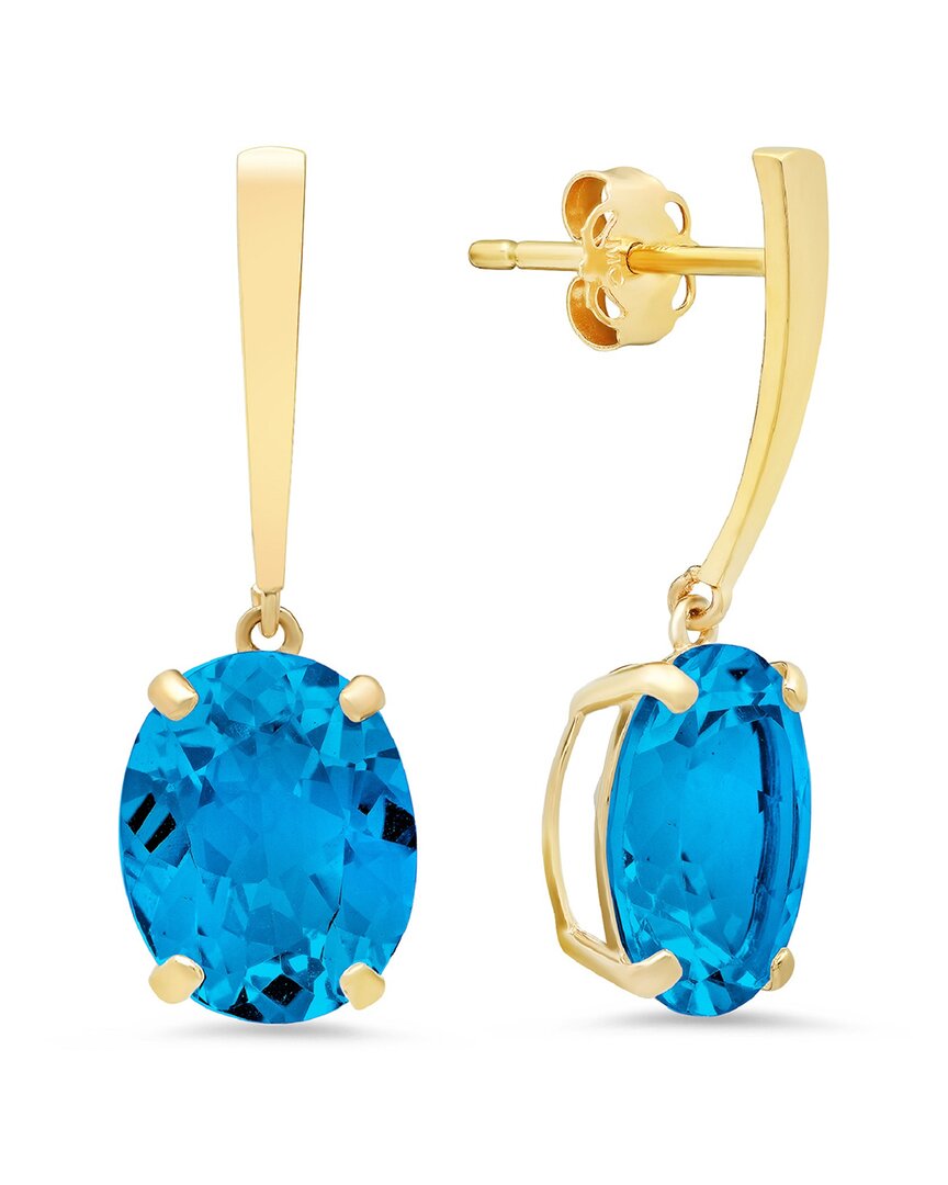 Maxcolor 14k 5.20 Ct. Tw. Blue Topaz Drop Earrings