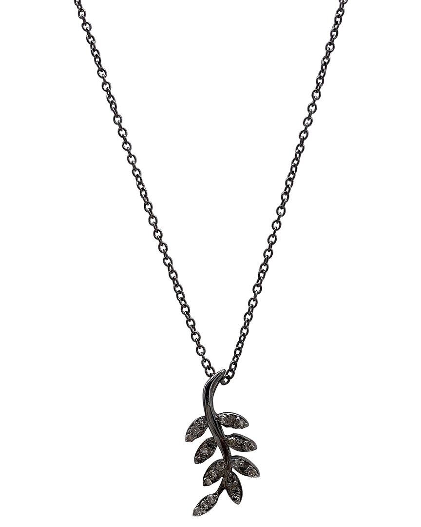 Adornia Fine Silver Diamond Leaf Necklace