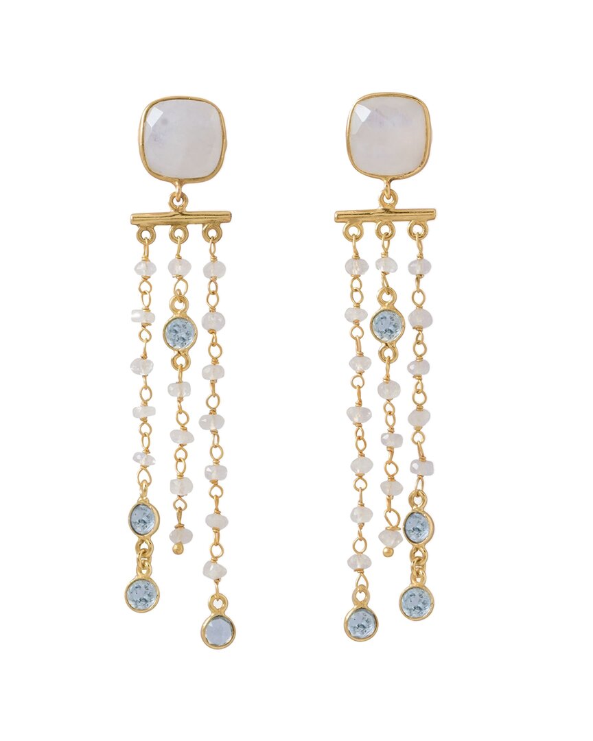 Liv Oliver 18k Over Silver 12.25 Ct. Tw. Gemstone Chandelier Earrings In White