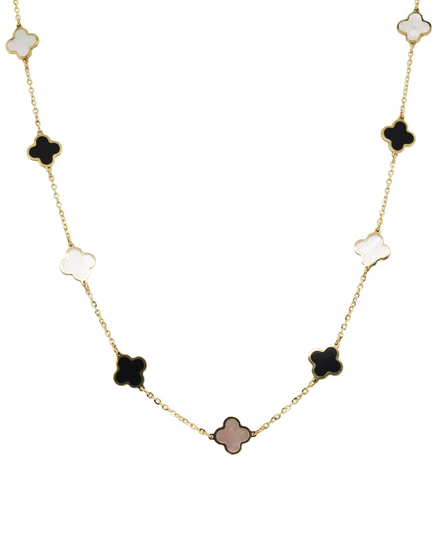 Sabrina Designs 14k Onyx Mother-of-pearl Clover Necklace