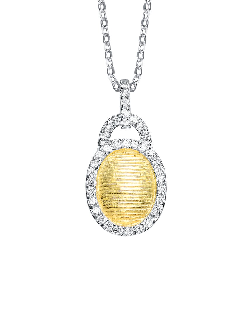 Genevive Silver Cz Pendant In Yellow